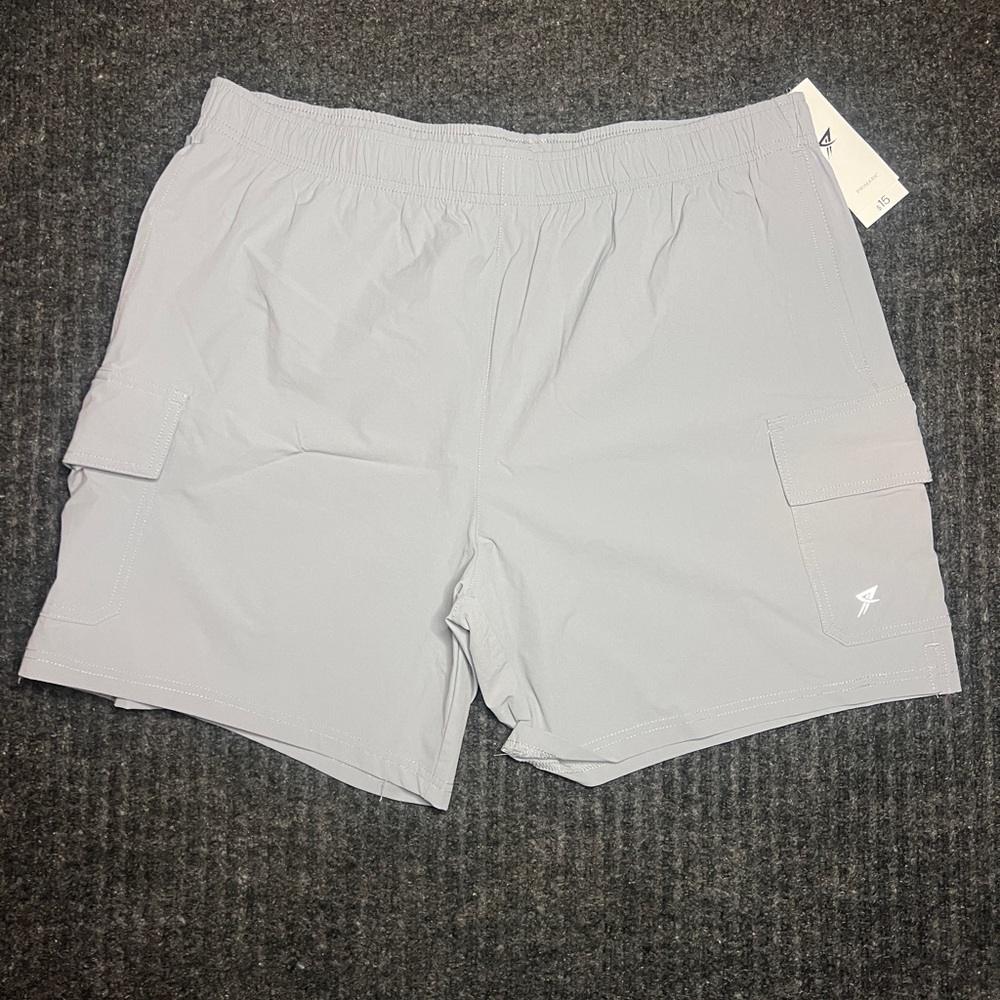 Primark Mens Athletic Shorts XL Gray 4 Way Stretch Cargo Gym NWT
